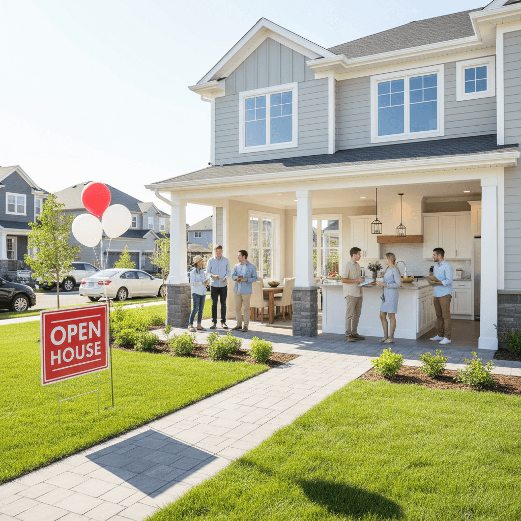 Open house event in front of a home