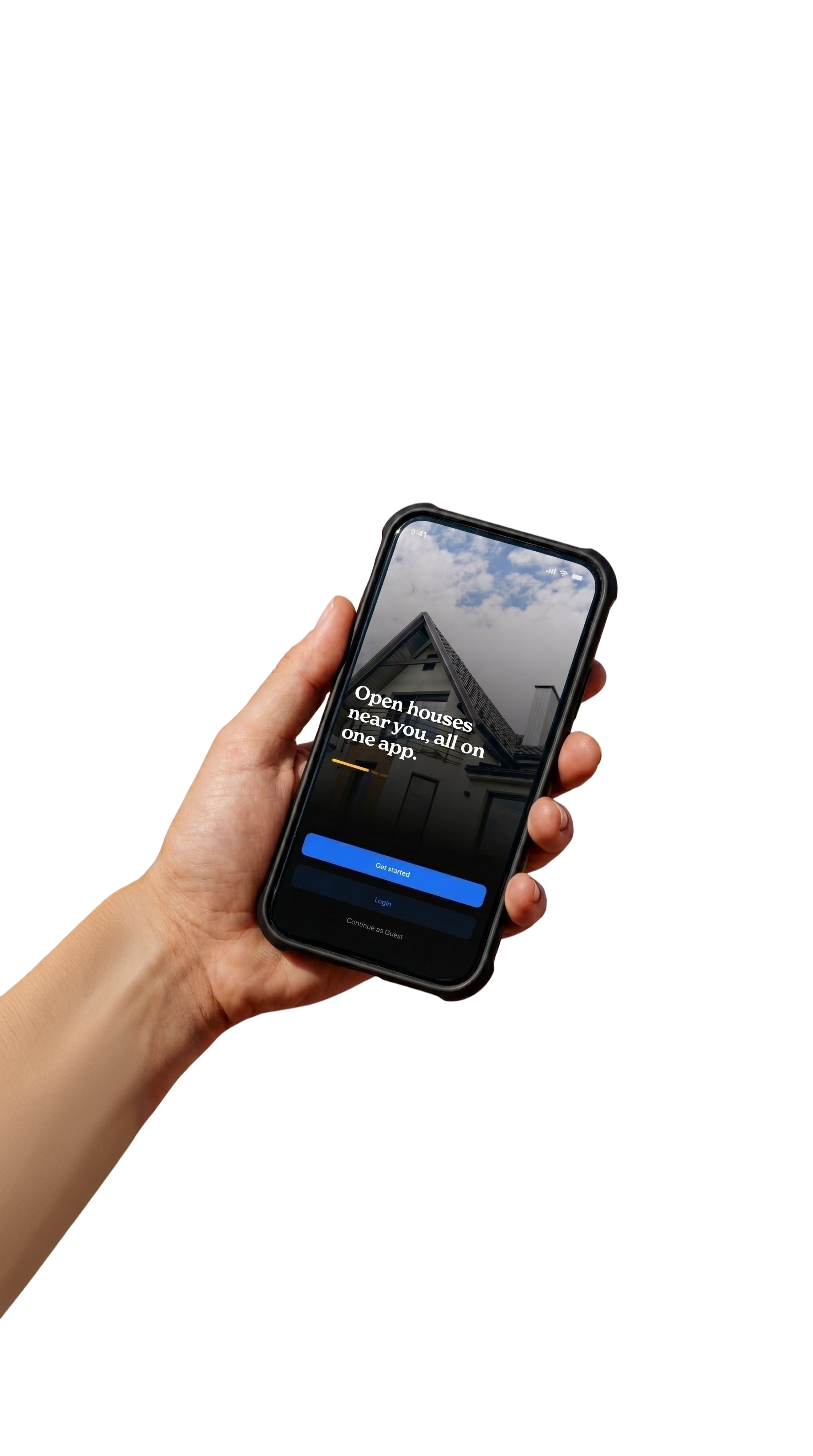 OpenHauz mobile app shown on a phone